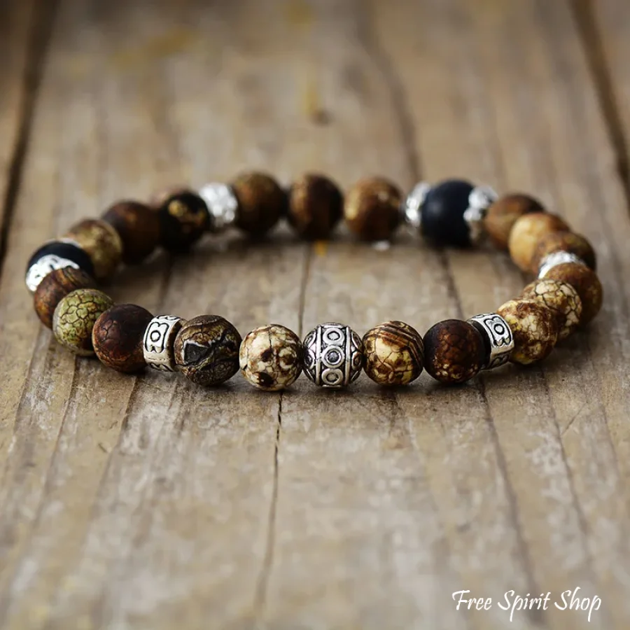 Natural Black Onyx & Picture Jasper Bracelet Set - Image 5