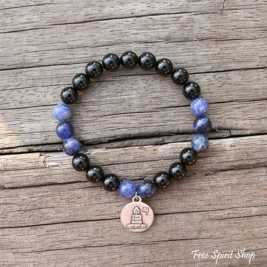Natural Black Onyx & Sodalite Bead Bracelet