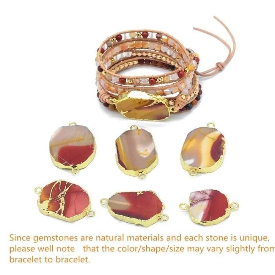 Natural Bloodstone & Jasper Wrap Bracelet - Image 7