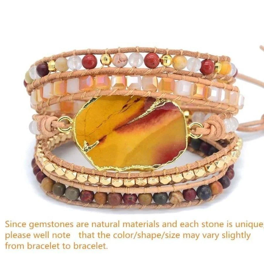 Natural Bloodstone & Jasper Wrap Bracelet - Image 8