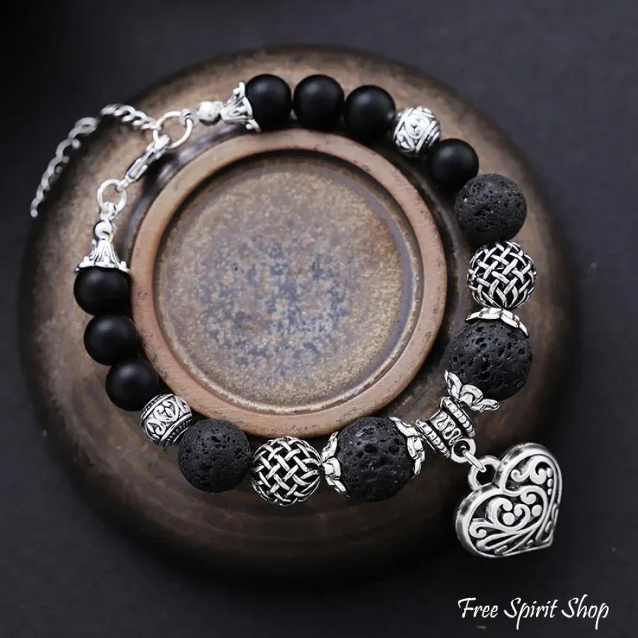 Natural Blue Apatite & Amazonite Heart Charm Bracelet - Image 5