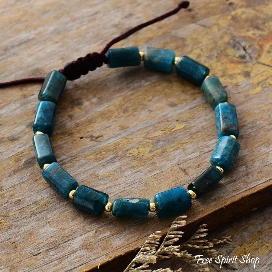 Natural Blue Apatite Tube Bead Bracelet - Image 2