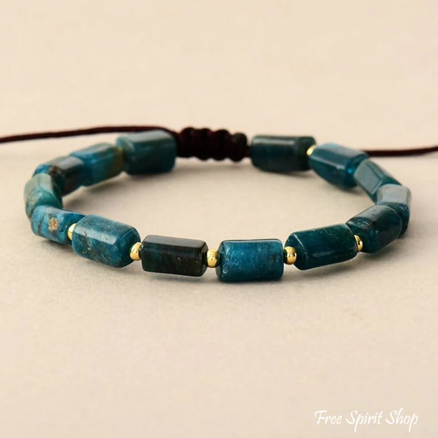 Natural Blue Apatite Tube Bead Bracelet - Image 3
