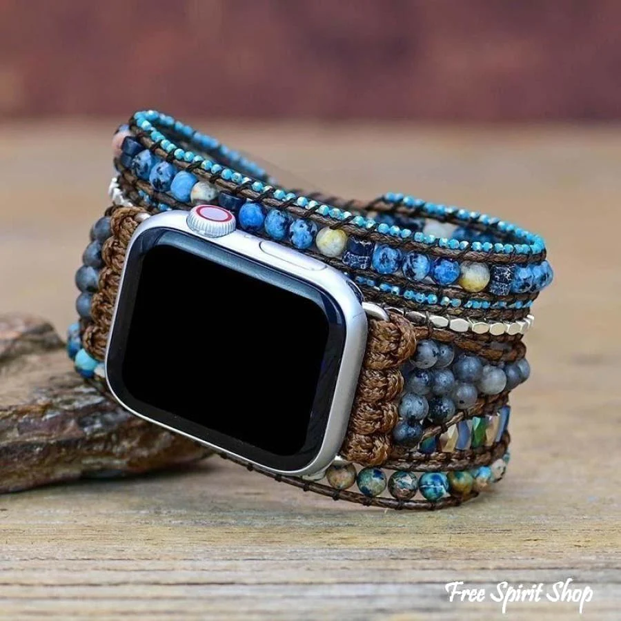 Natural Labradorite & Blue Jasper Apple Watch Band - Image 10