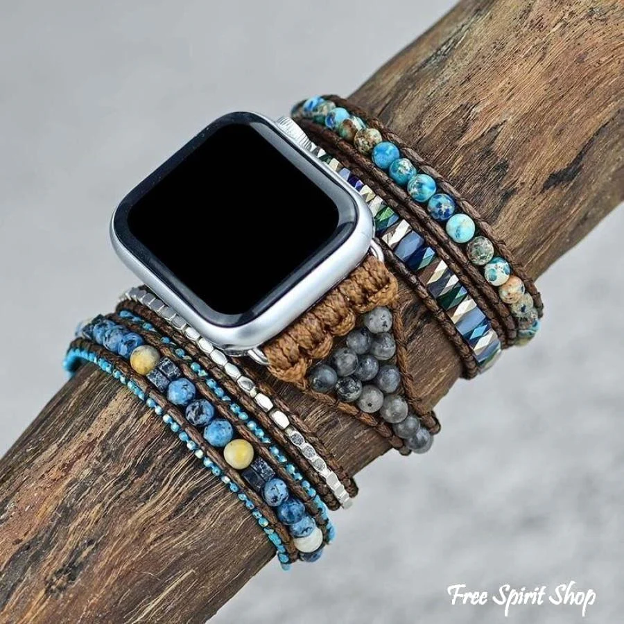 Natural Labradorite & Blue Jasper Apple Watch Band - Image 4