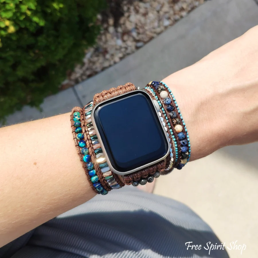 Natural Labradorite & Blue Jasper Apple Watch Band - Image 6