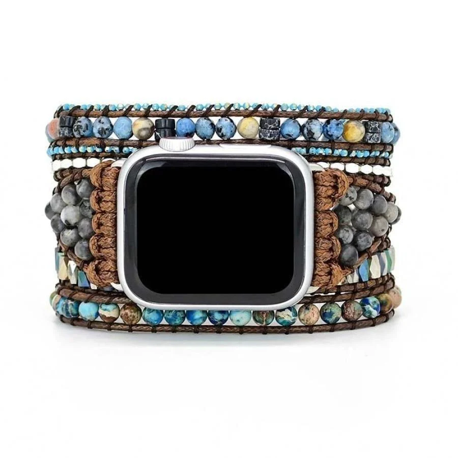 Natural Labradorite & Blue Jasper Apple Watch Band - Image 8