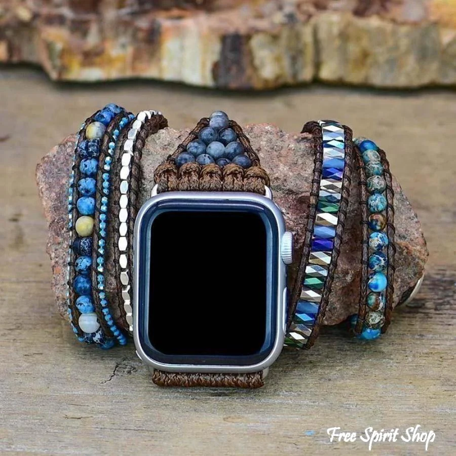 Natural Labradorite & Blue Jasper Apple Watch Band - Image 9