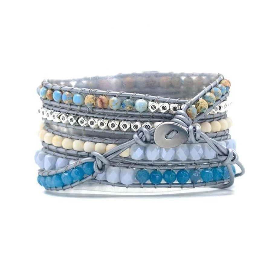 Natural Blue King Jasper Beaded Apple Watch Band - Image 3