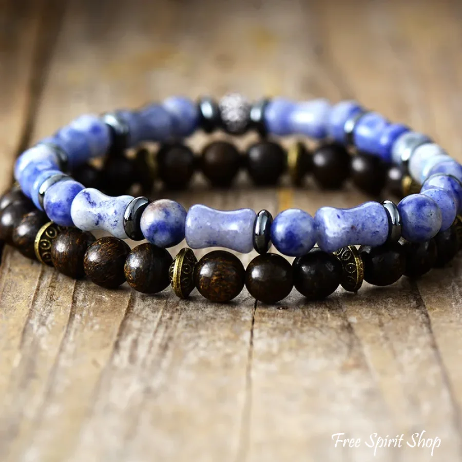 Natural Bronzite & Blue Aventurine Bead Bracelets - Image 6
