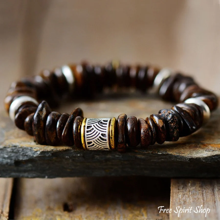 Natural Bronzite & Buddha Charm Bead Bracelet - Image 4