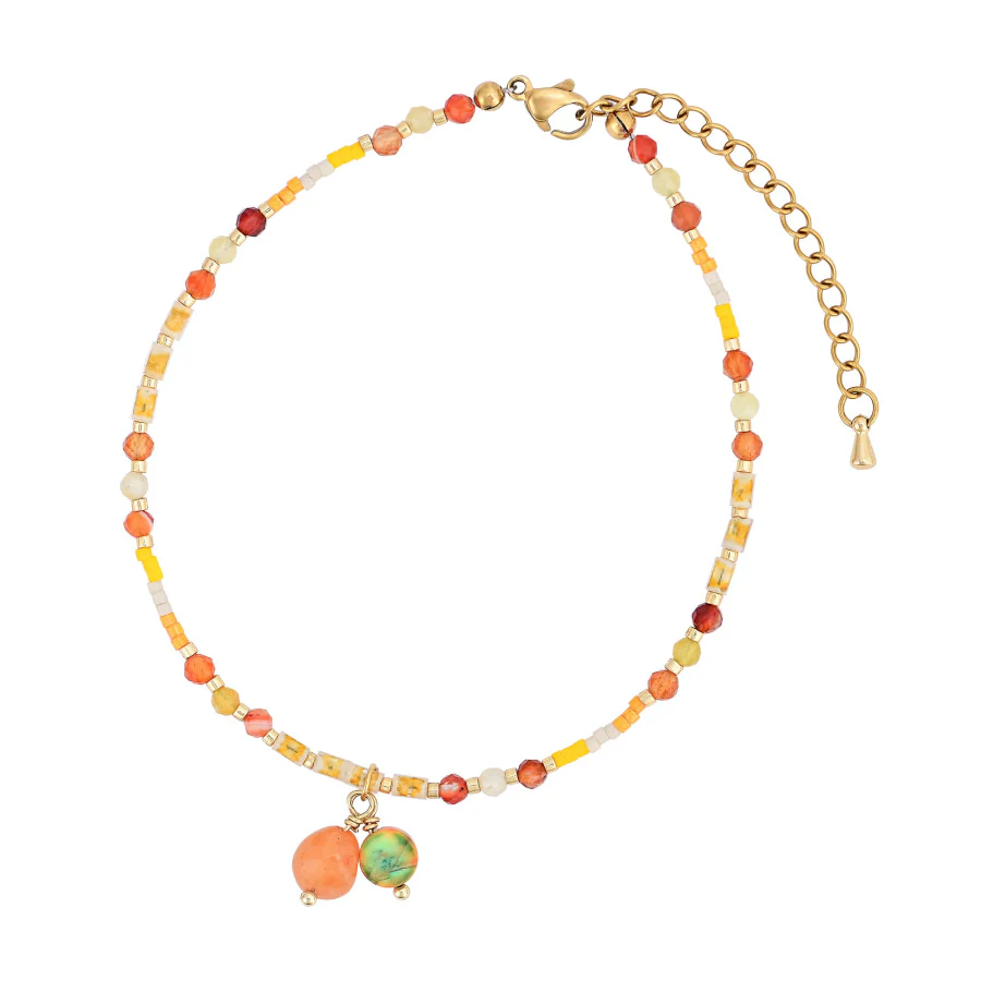 Natural Carnelian & Citrine Beaded Anklet - Image 5