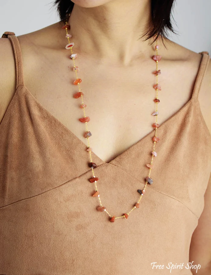 Natural Carnelian Gemstone Necklace - Image 4