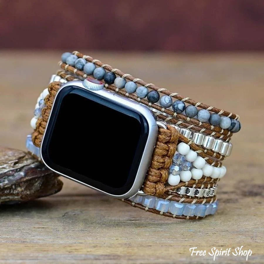 Natural Celestine Beaded Apple Watch Band - Image 3