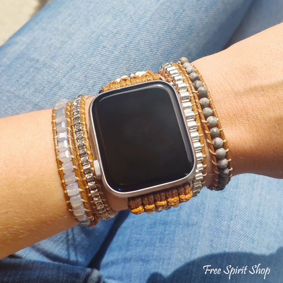 Natural Celestine Beaded Apple Watch Band - Image 5