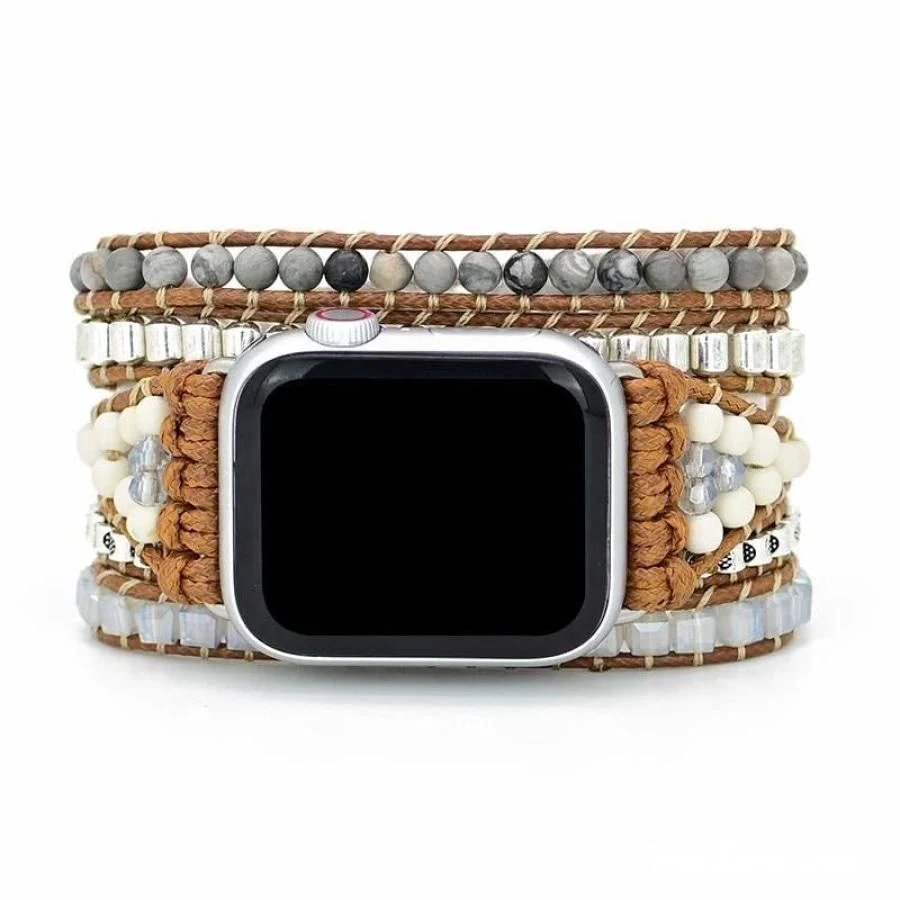 Natural Celestine Beaded Apple Watch Band - Image 7
