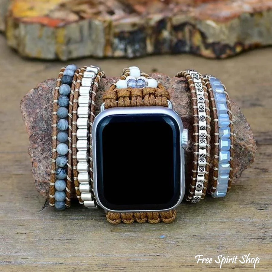 Natural Celestine Beaded Apple Watch Band - Image 8