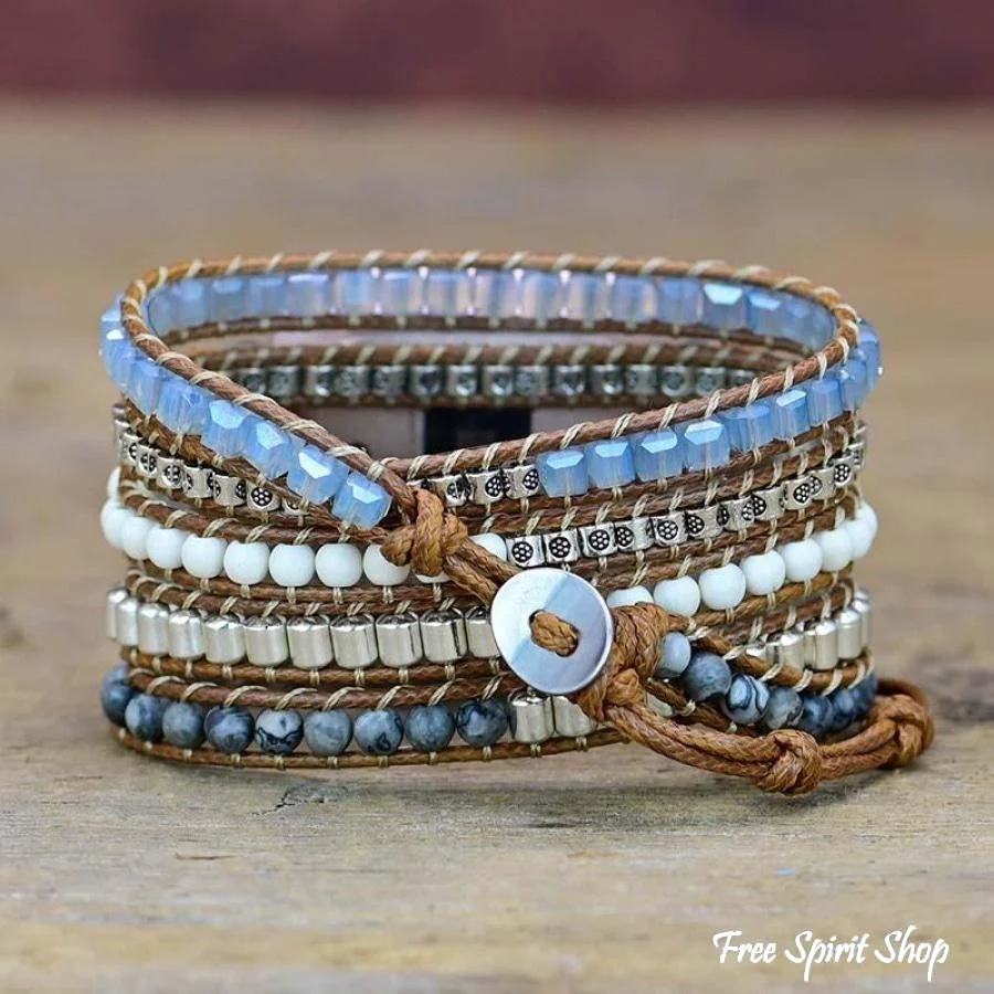 Natural Celestine Beaded Fitbit Watch Band - Image 3