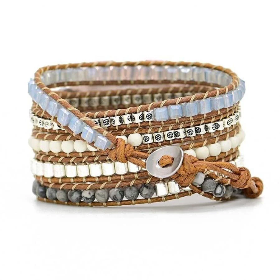 Natural Celestine Beaded Fitbit Watch Band - Image 5