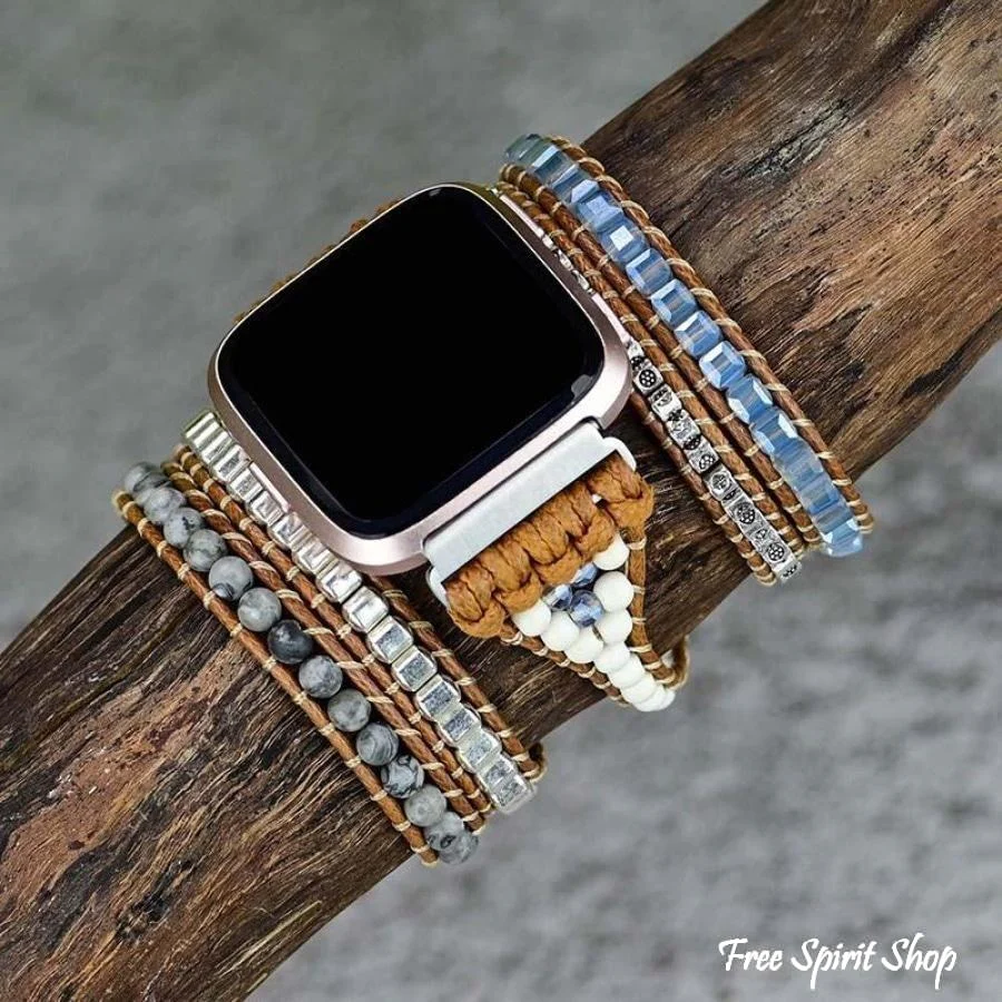 Natural Celestine Beaded Fitbit Watch Band - Image 7