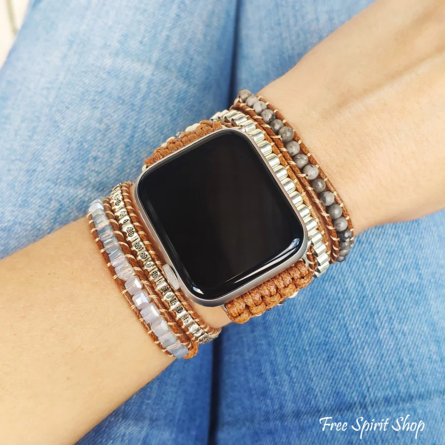 Natural Celestine Beaded Fitbit Watch Band - Image 8