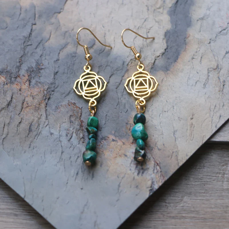 Natural Chrysocolla Chakra Balancing Earrings