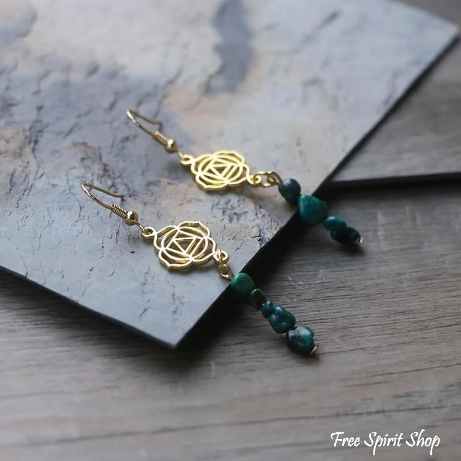 Natural Chrysocolla Chakra Balancing Earrings - Image 2