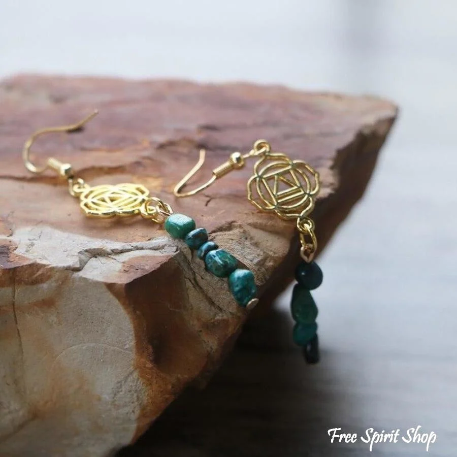 Natural Chrysocolla Chakra Balancing Earrings - Image 3