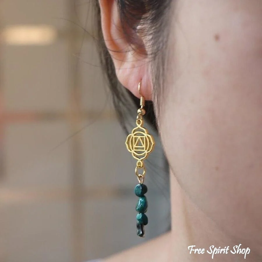 Natural Chrysocolla Chakra Balancing Earrings - Image 4