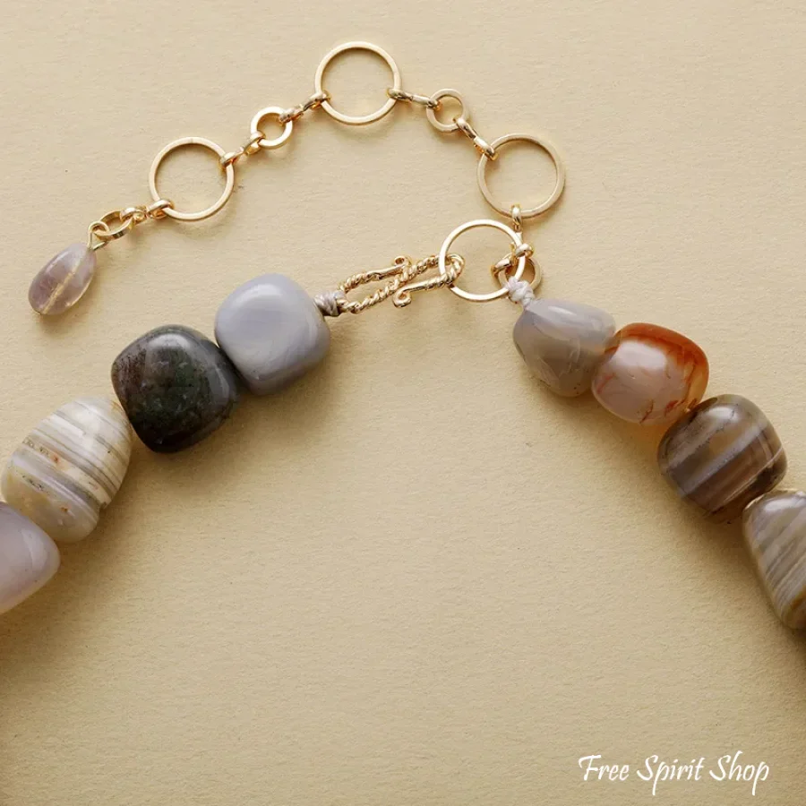 Natural Chunky Botswana Agate Gemstone Necklace - Image 4