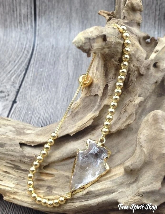 Natural Clear Quartz Crystal Adjustable Bead Bracelet - Image 3