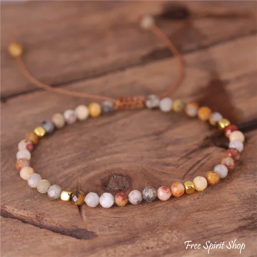 Natural Crazy Agate Minimalist Bead Bracelet - Image 2