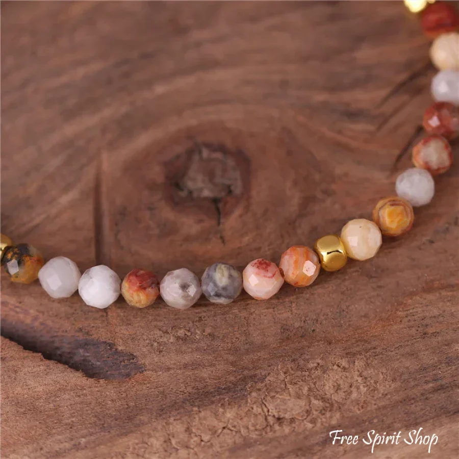 Natural Crazy Agate Minimalist Bead Bracelet - Image 3