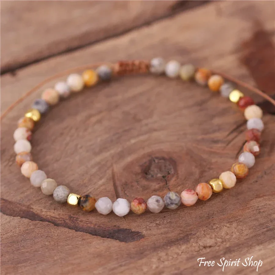 Natural Crazy Agate Minimalist Bead Bracelet - Image 4