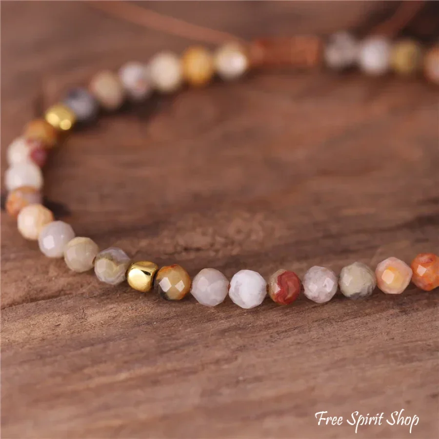 Natural Crazy Agate Minimalist Bead Bracelet - Image 5