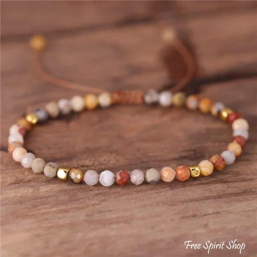 Natural Crazy Agate Minimalist Bead Bracelet - Image 6