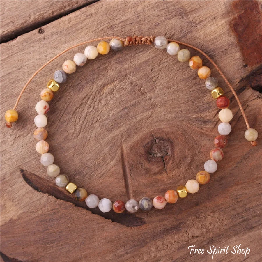 Natural Crazy Agate Minimalist Bead Bracelet - Image 7