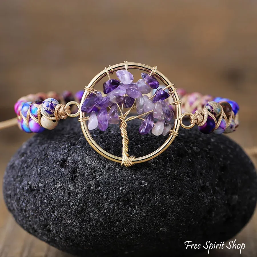 Natural Crystal Tree of Life Adjustable Bracelet - Image 3