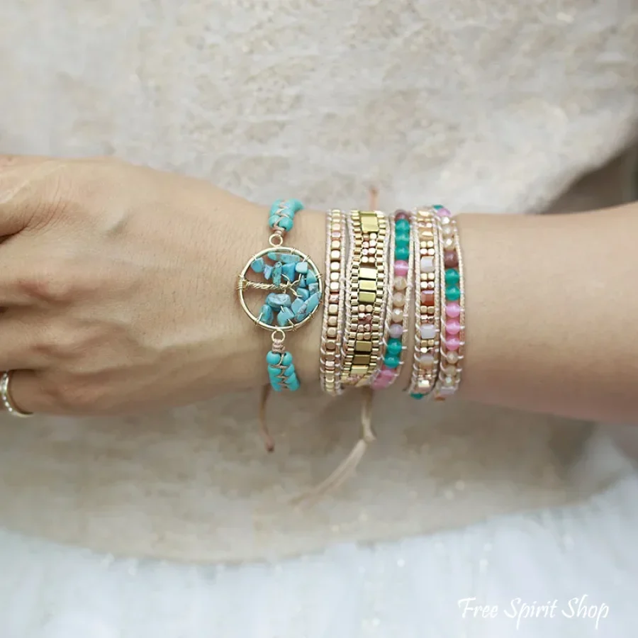 Natural Crystal Tree of Life Adjustable Bracelet - Image 4