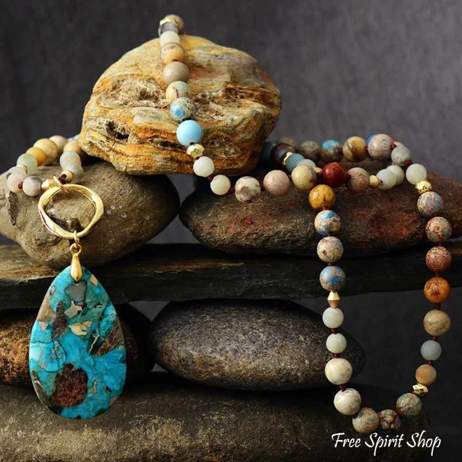 Natural Earthy Jasper Beaded Necklace - Image 3