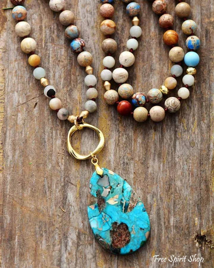 Natural Earthy Jasper Beaded Necklace - Image 4