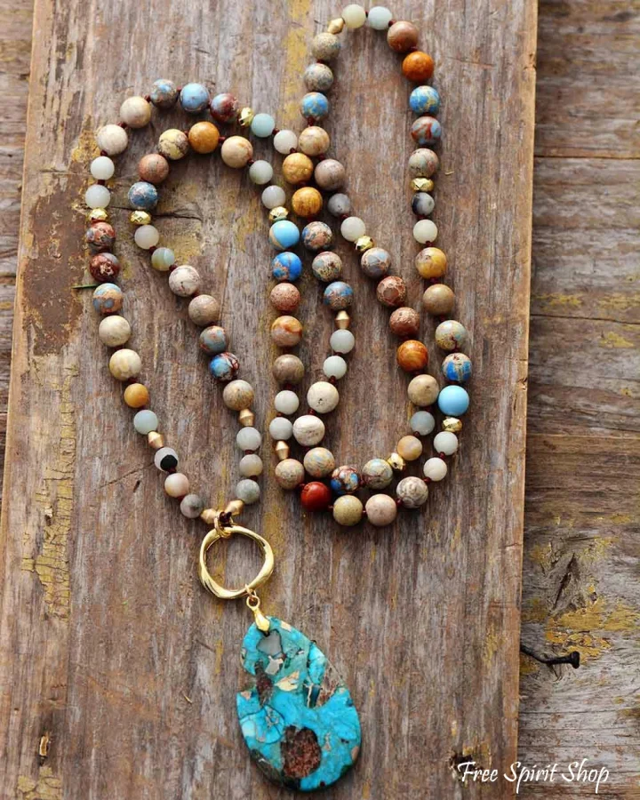 Natural Earthy Jasper Beaded Necklace - Image 5