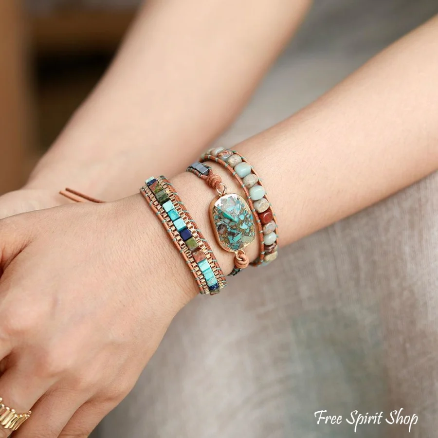 Natural Emperor Jasper Wrap Bracelet - Image 2
