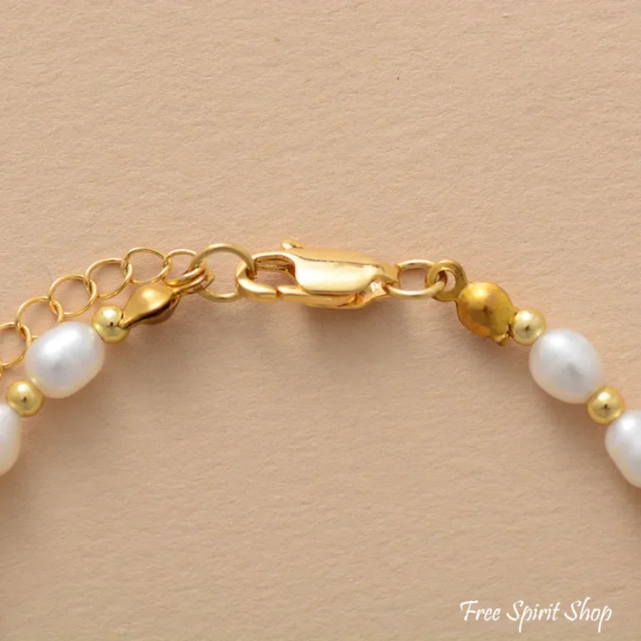 Natural Freshwater Pearl Gold Chain Bracelet - Image 5