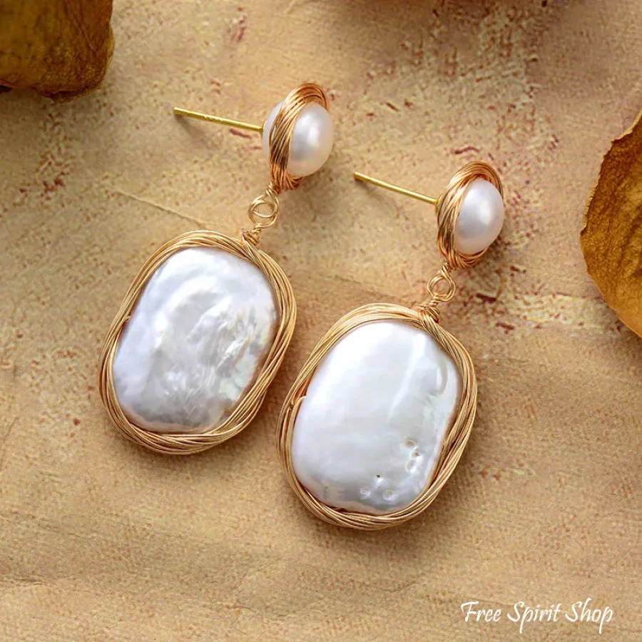 Natural Freshwater Pearl & Mother-of-Pearl Earrings - Image 5
