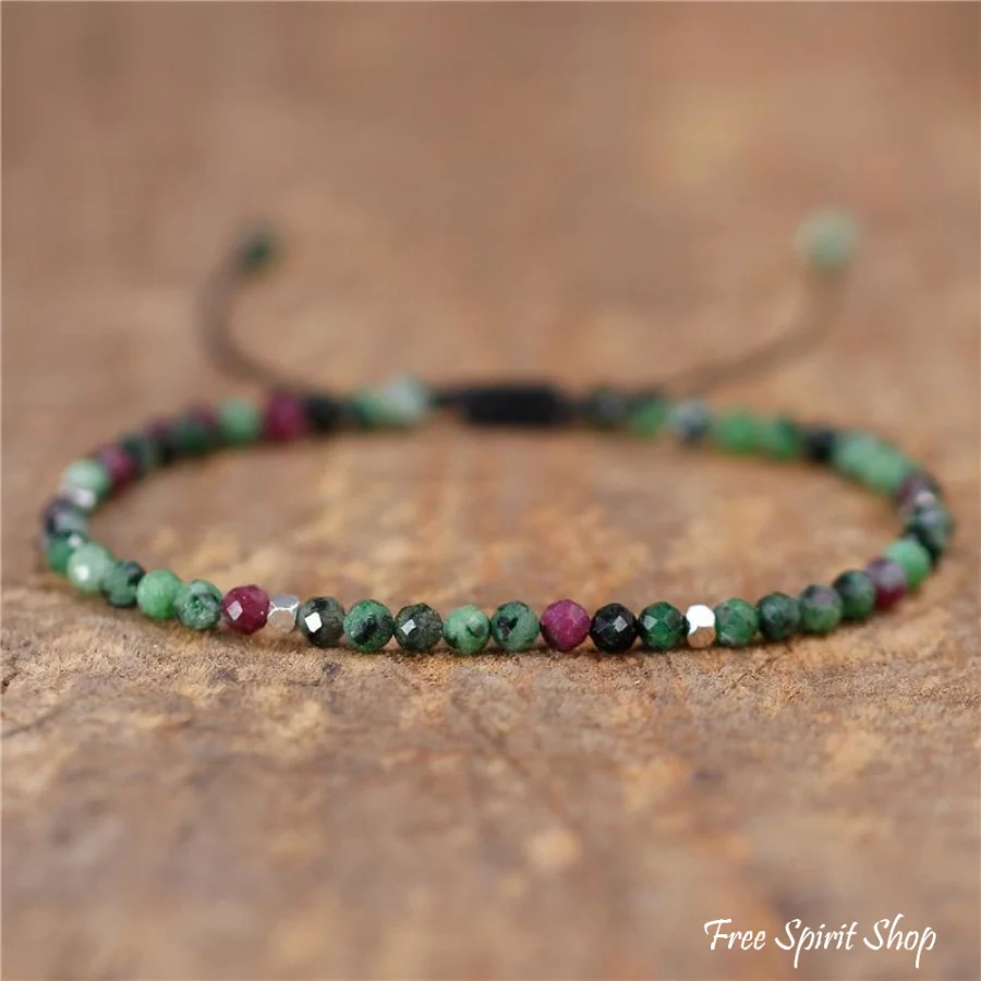 Natural Green Epidote Adjustable Bead Bracelet - Image 2