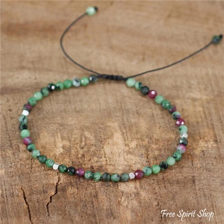 Natural Green Epidote Adjustable Bead Bracelet - Image 3