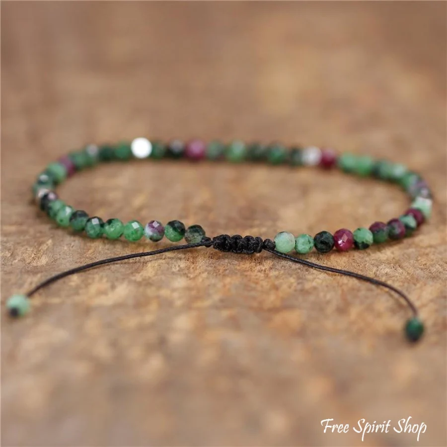 Natural Green Epidote Adjustable Bead Bracelet - Image 4
