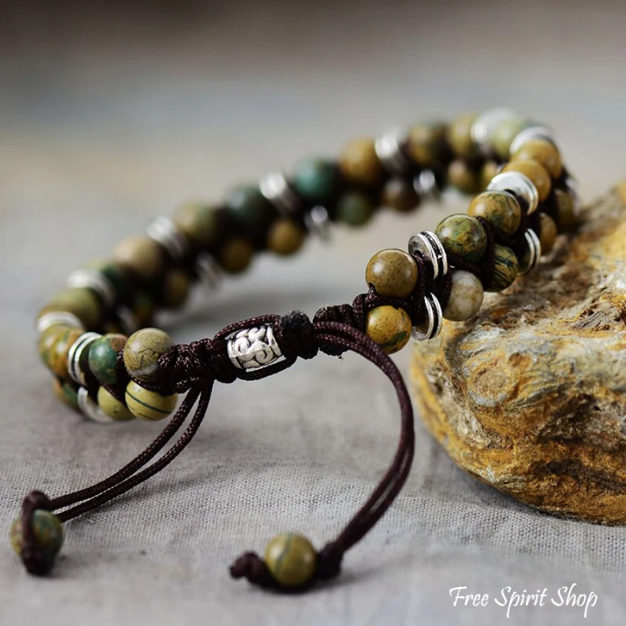 Natural Green Jasper Beaded Bracelet - Image 2