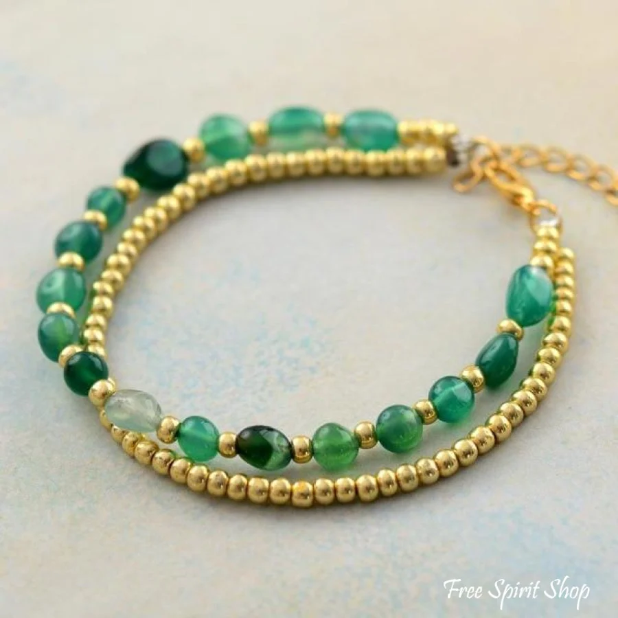 Natural Green Onyx Beaded Bracelet - Image 3
